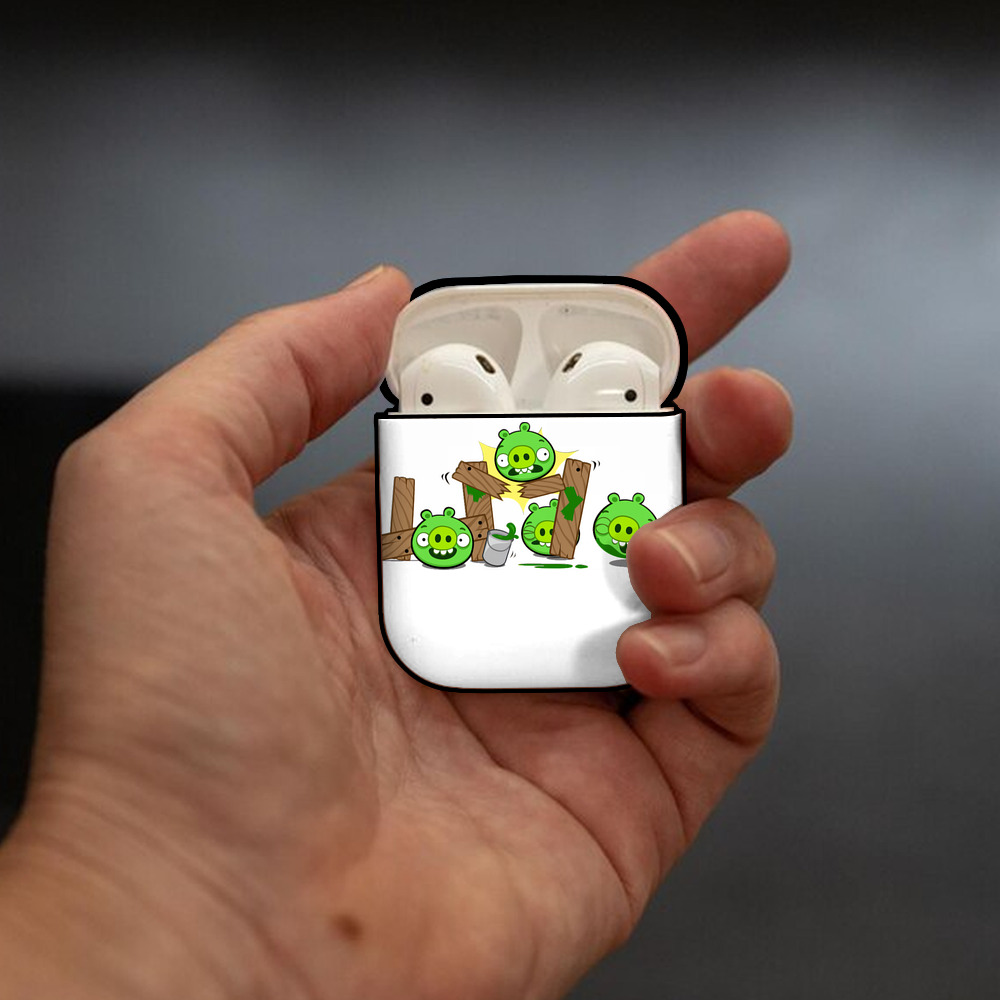 Angry Birds アングリーバード AirPods 第2世代保護ケース ハードシェル ブラック 耐衝撃・防指紋・カラビナ付き