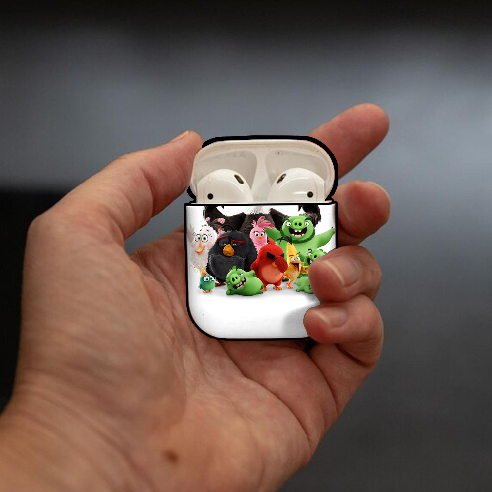 Angry Birds アングリーバード AirPods 第2世代保護ケース ハードシェル ブラック 耐衝撃・防指紋・カラビナ付き
