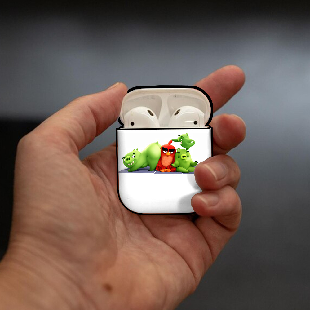 Angry Birds アングリーバード AirPods 第2世代保護ケース ハードシェル ブラック 耐衝撃・防指紋・カラビナ付き