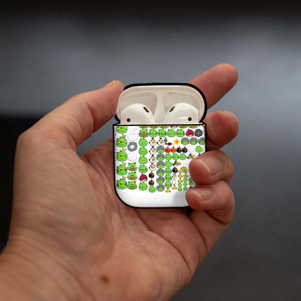 Angry Birds アングリーバード AirPods 第2世代保護ケース ハードシェル ブラック 耐衝撃・防指紋・カラビナ付き