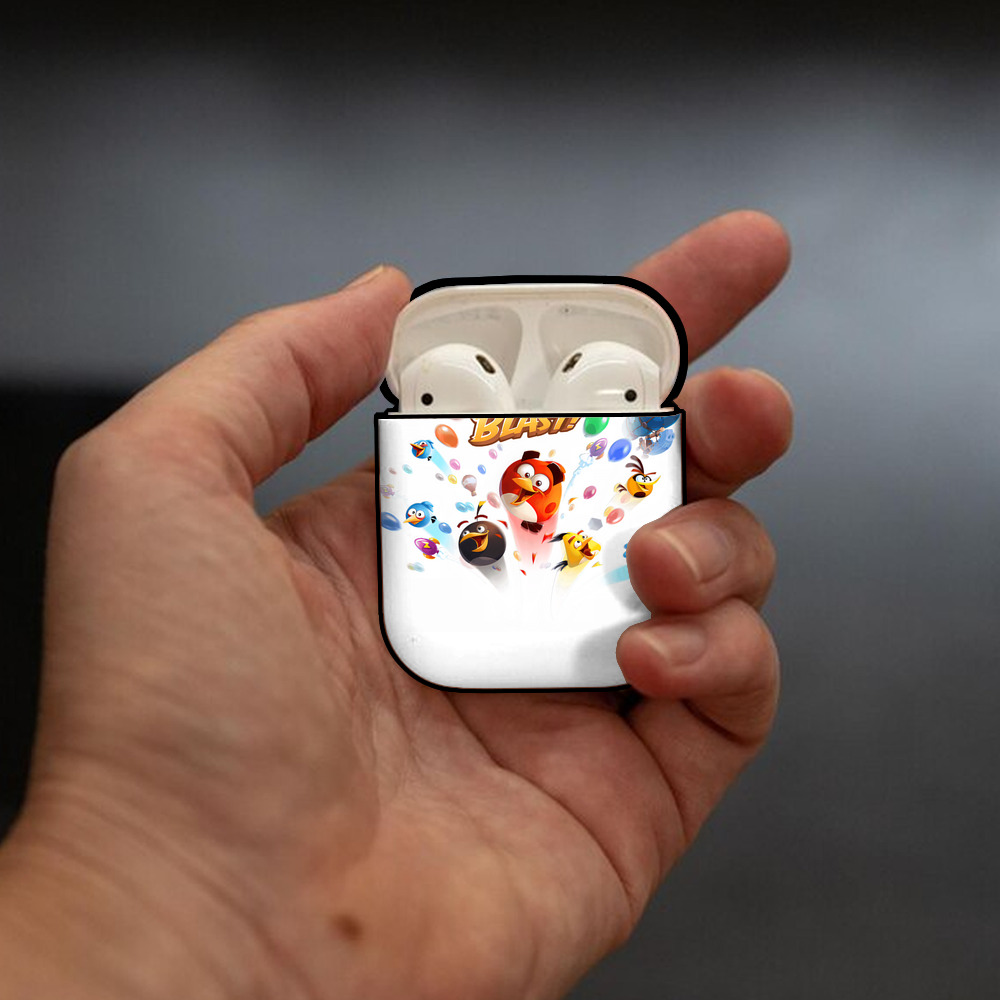 Angry Birds アングリーバード AirPods 第2世代保護ケース ハードシェル ブラック 耐衝撃・防指紋・カラビナ付き