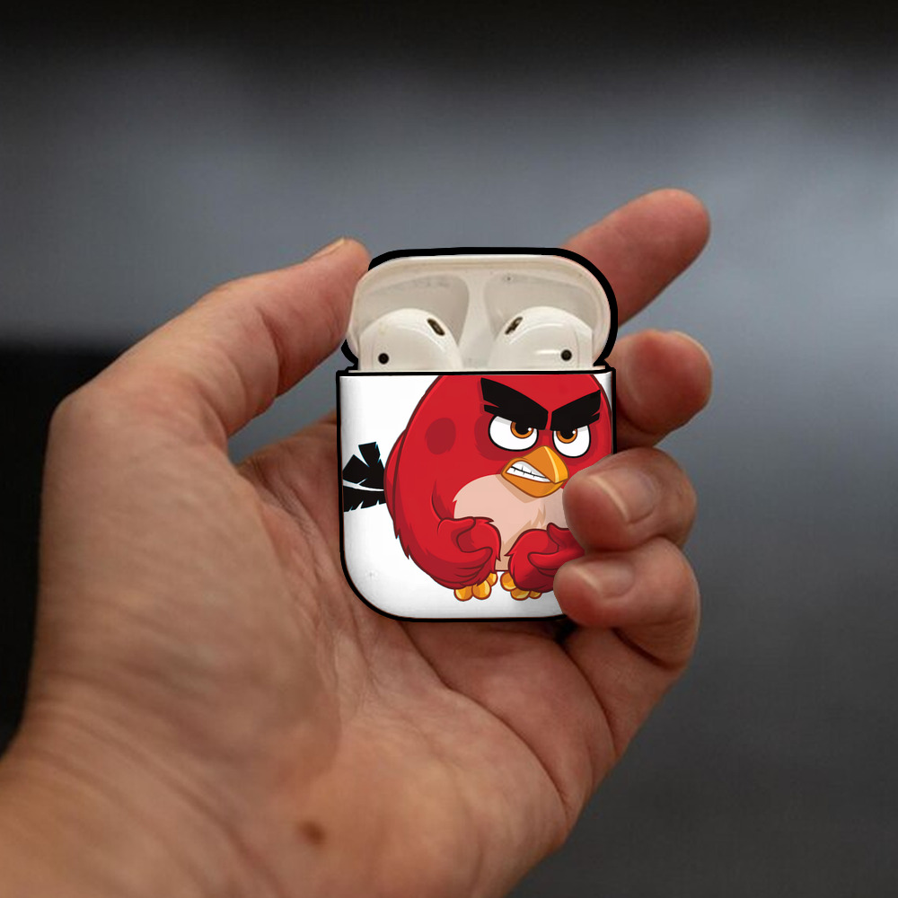 Angry Birds アングリーバード AirPods 第2世代保護ケース ハードシェル ブラック 耐衝撃・防指紋・カラビナ付き