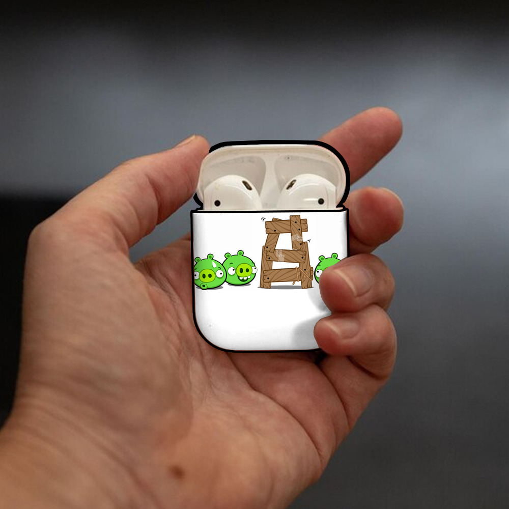 Angry Birds アングリーバード AirPods 第2世代保護ケース ハードシェル ブラック 耐衝撃・防指紋・カラビナ付き