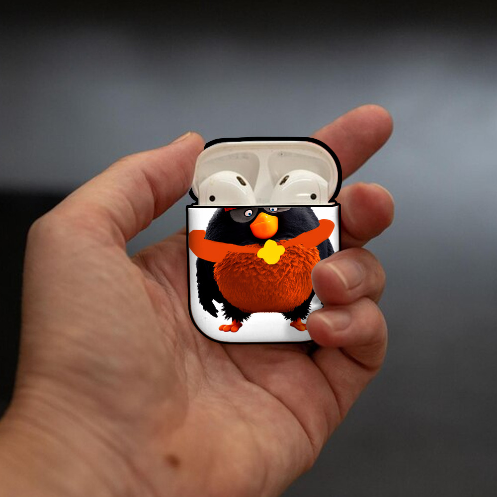 Angry Birds アングリーバード AirPods 第2世代保護ケース ハードシェル ブラック 耐衝撃・防指紋・カラビナ付き