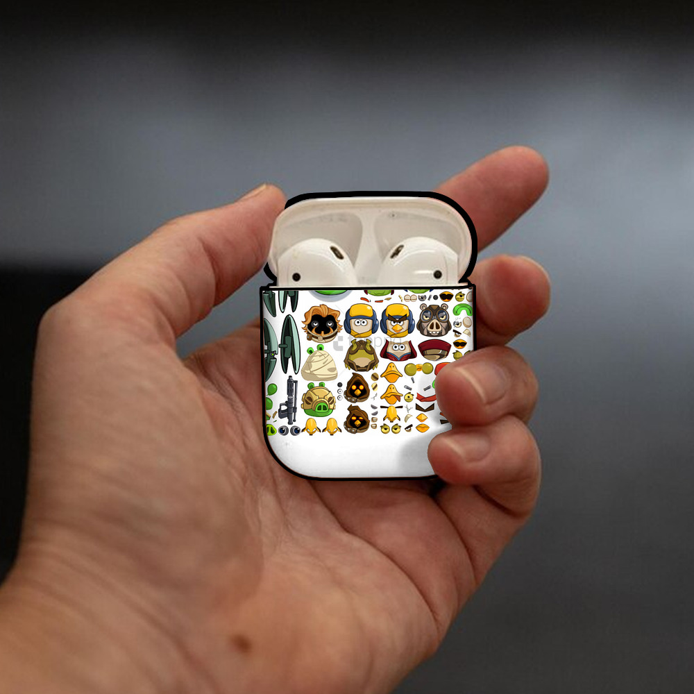 Angry Birds アングリーバード AirPods 第2世代保護ケース ハードシェル ブラック 耐衝撃・防指紋・カラビナ付き