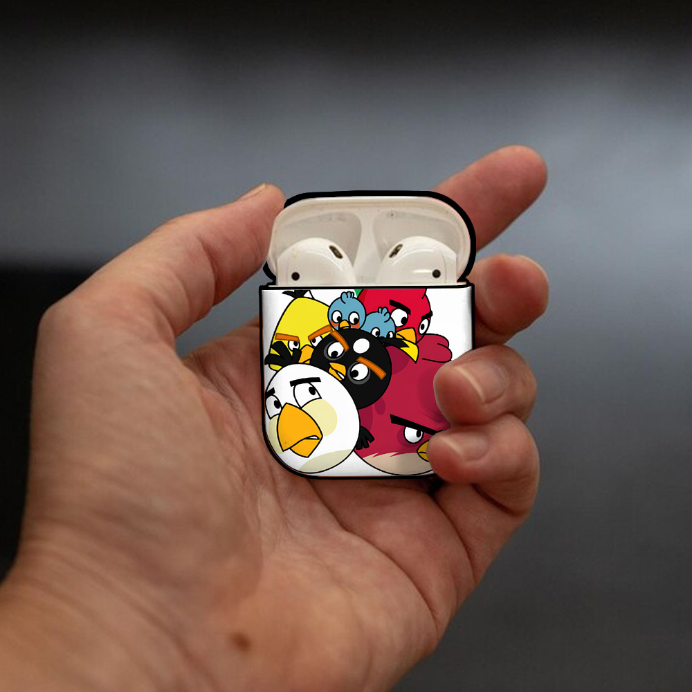 Angry Birds アングリーバード AirPods 第2世代保護ケース ハードシェル ブラック 耐衝撃・防指紋・カラビナ付き