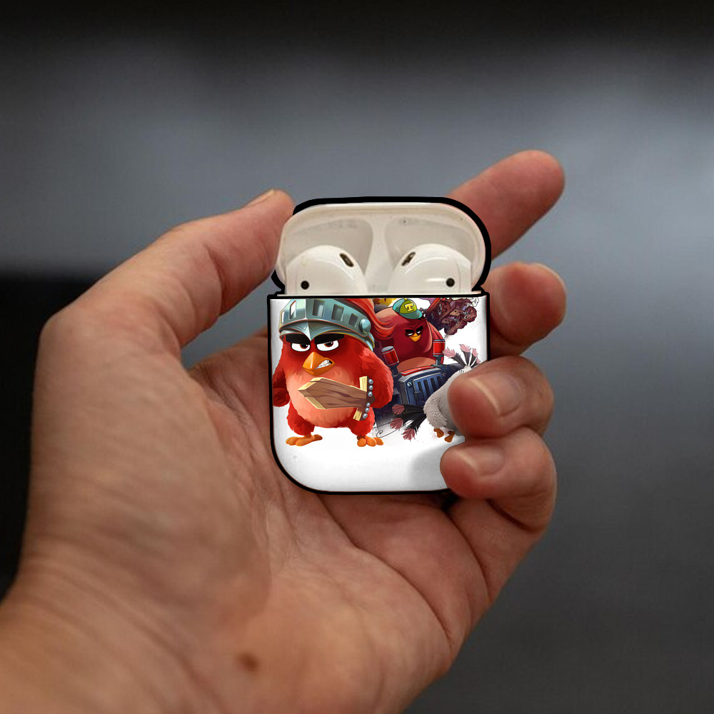 Angry Birds アングリーバード AirPods 第2世代保護ケース ハードシェル ブラック 耐衝撃・防指紋・カラビナ付き