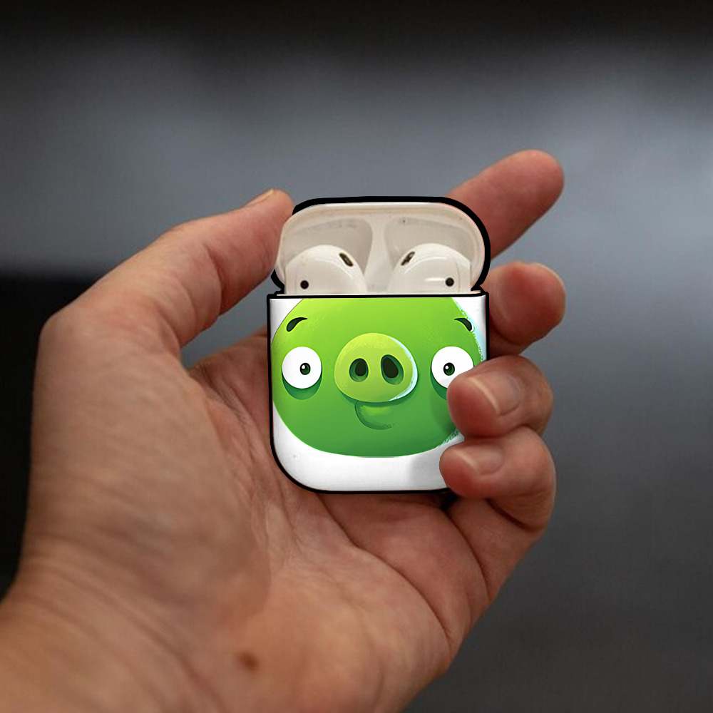 Angry Birds アングリーバード AirPods 第2世代保護ケース ハードシェル ブラック 耐衝撃・防指紋・カラビナ付き