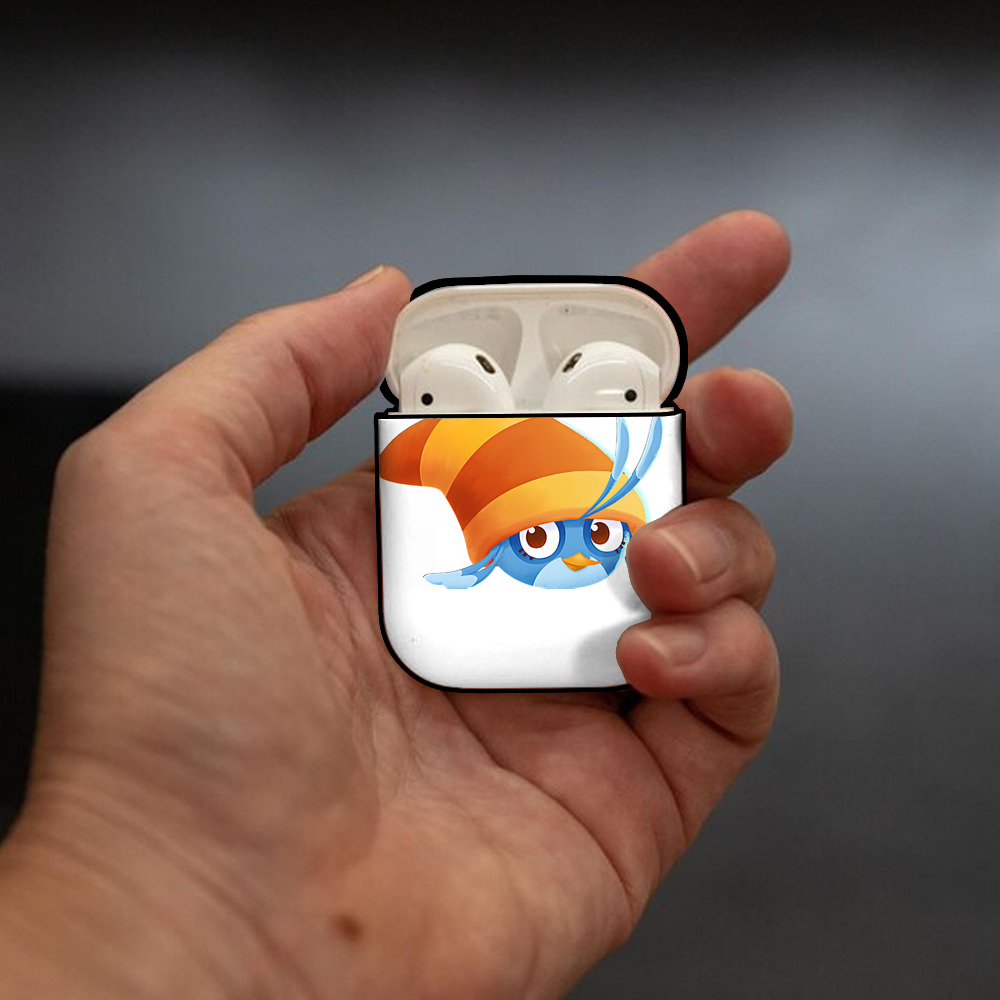 Angry Birds アングリーバード AirPods 第2世代保護ケース ハードシェル ブラック 耐衝撃・防指紋・カラビナ付き