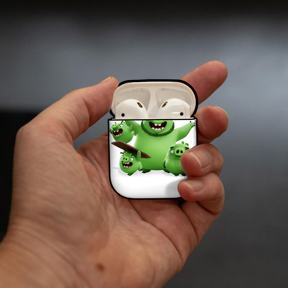 Angry Birds アングリーバード AirPods 第2世代保護ケース ハードシェル ブラック 耐衝撃・防指紋・カラビナ付き