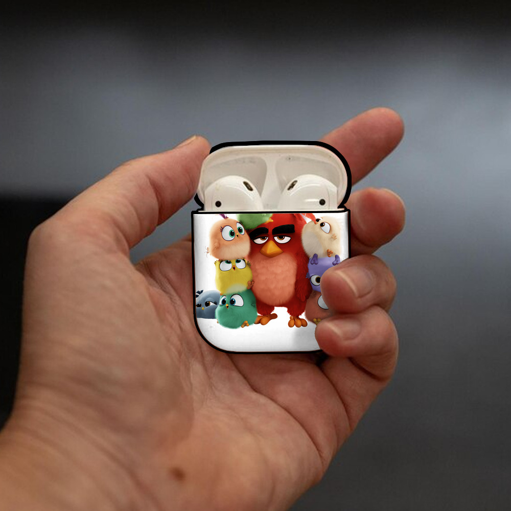 Angry Birds アングリーバード AirPods 第2世代保護ケース ハードシェル ブラック 耐衝撃・防指紋・カラビナ付き