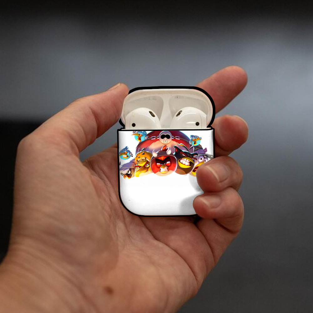 Angry Birds アングリーバード AirPods 第2世代保護ケース ハードシェル ブラック 耐衝撃・防指紋・カラビナ付き