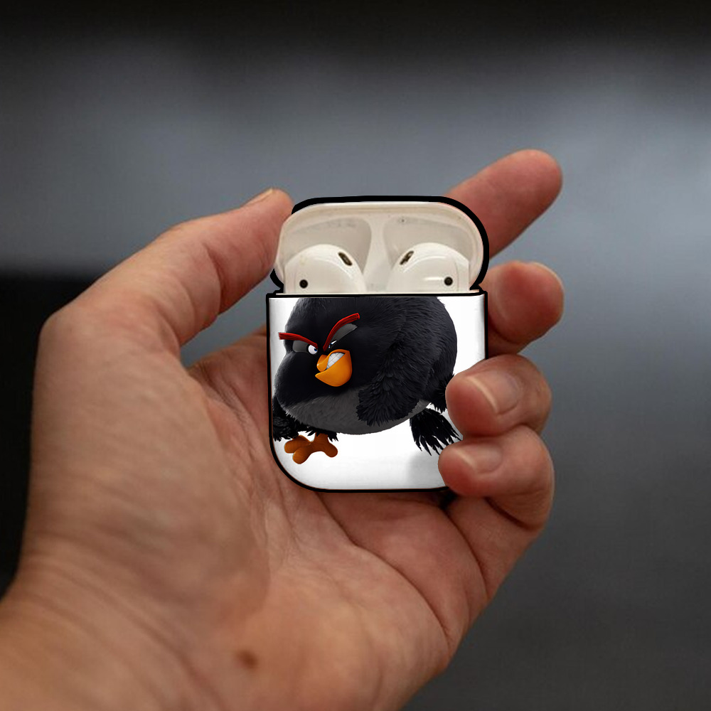 Angry Birds アングリーバード AirPods 第2世代保護ケース ハードシェル ブラック 耐衝撃・防指紋・カラビナ付き