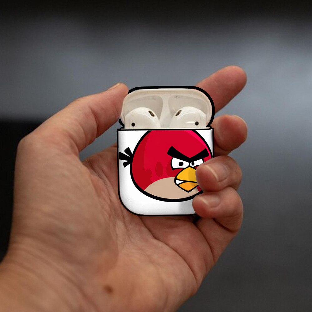 Angry Birds アングリーバード AirPods 第2世代保護ケース ハードシェル ブラック 耐衝撃・防指紋・カラビナ付き