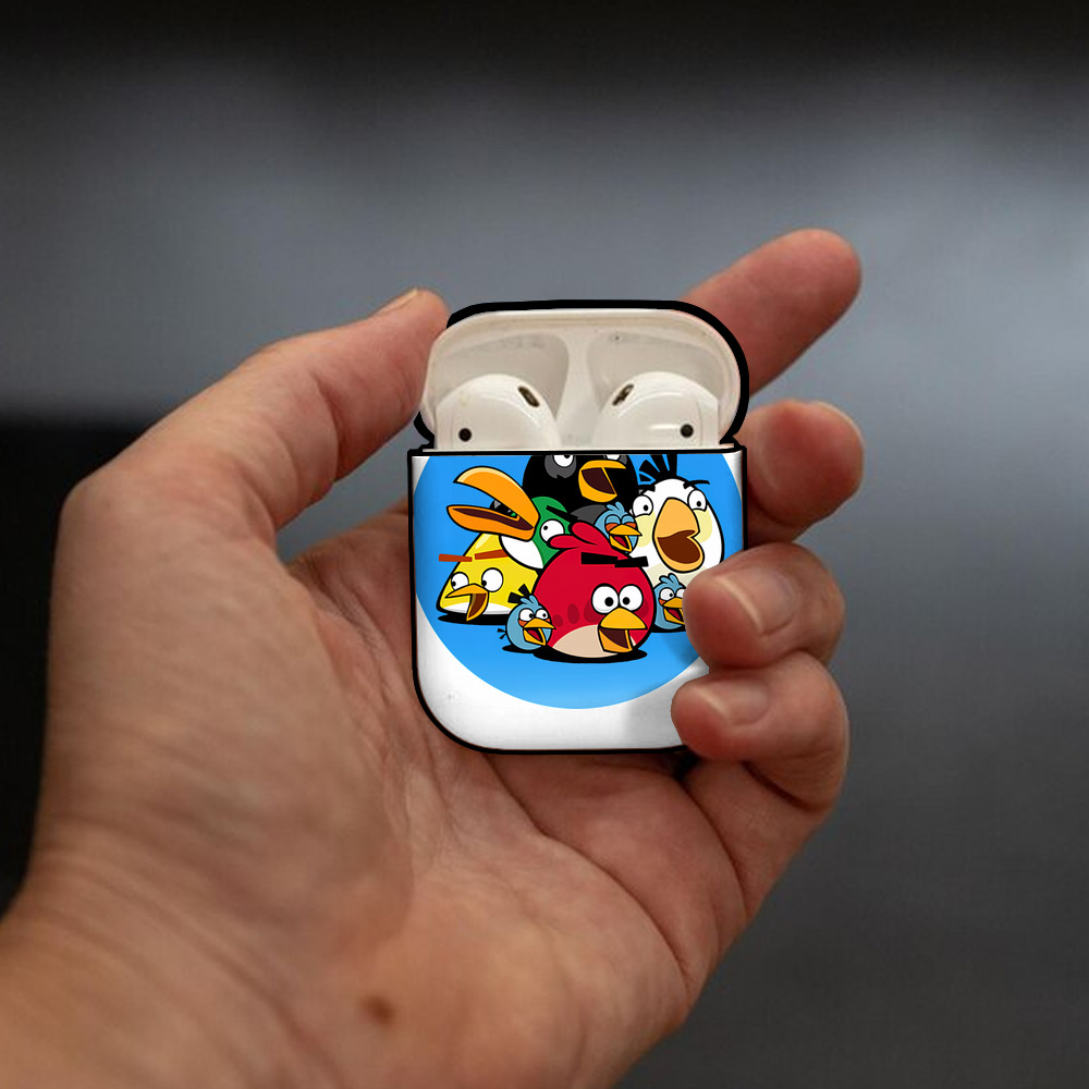 Angry Birds アングリーバード AirPods 第2世代保護ケース ハードシェル ブラック 耐衝撃・防指紋・カラビナ付き