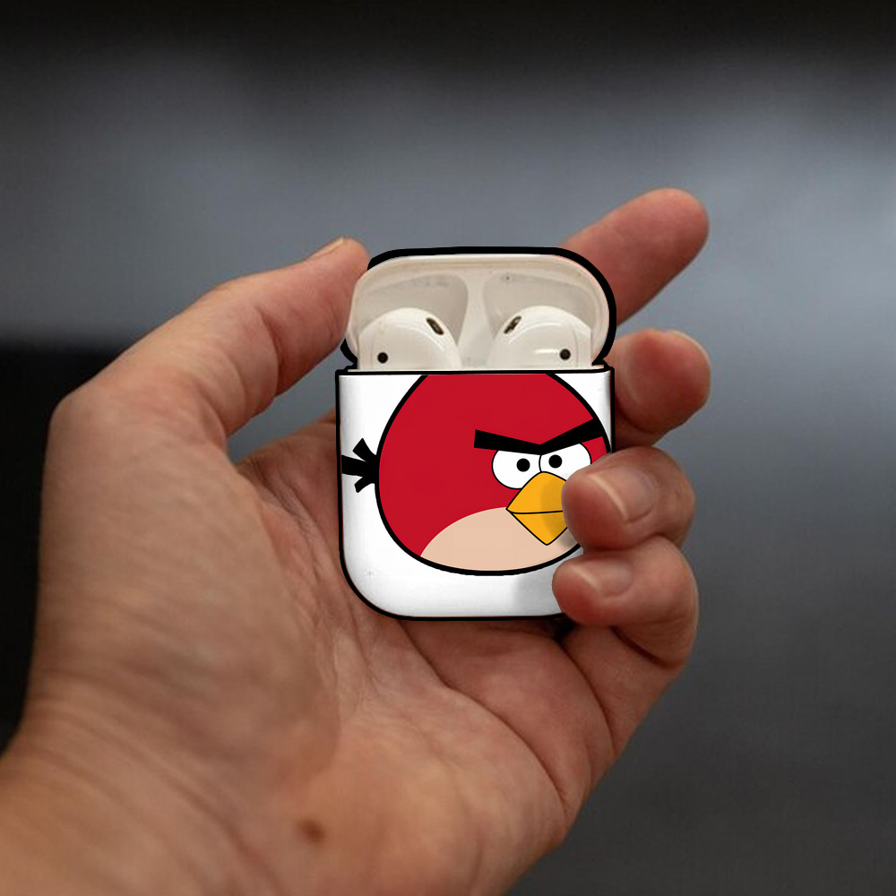 Angry Birds アングリーバード AirPods 第2世代保護ケース ハードシェル ブラック 耐衝撃・防指紋・カラビナ付き