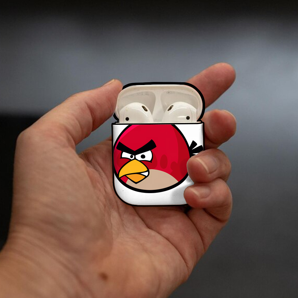 Angry Birds アングリーバード AirPods 第2世代保護ケース ハードシェル ブラック 耐衝撃・防指紋・カラビナ付き
