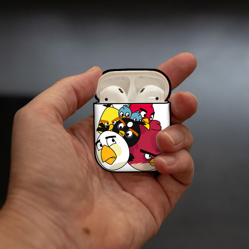 Angry Birds アングリーバード AirPods 第2世代保護ケース ハードシェル ブラック 耐衝撃・防指紋・カラビナ付き