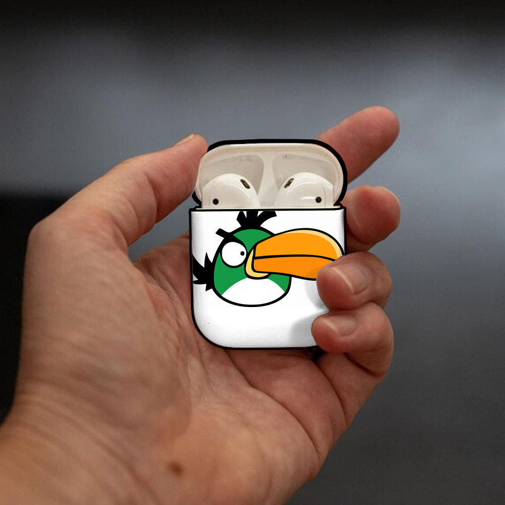 Angry Birds アングリーバード AirPods 第2世代保護ケース ハードシェル ブラック 耐衝撃・防指紋・カラビナ付き