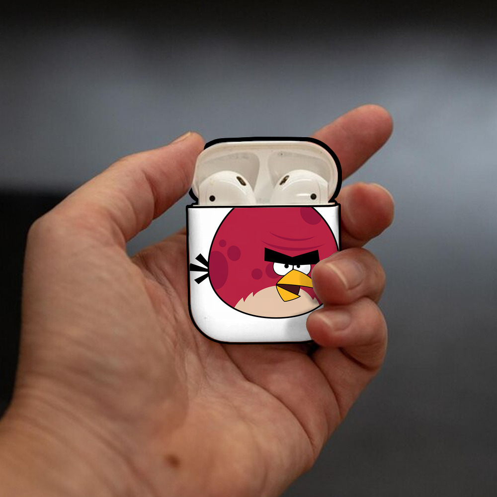 Angry Birds アングリーバード AirPods 第2世代保護ケース ハードシェル ブラック 耐衝撃・防指紋・カラビナ付き