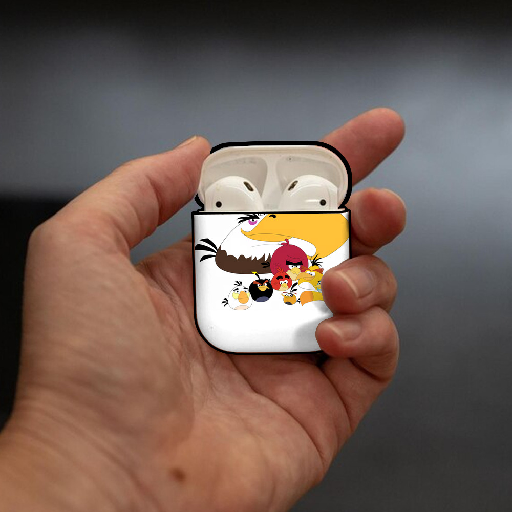 Angry Birds アングリーバード AirPods 第2世代保護ケース ハードシェル ブラック 耐衝撃・防指紋・カラビナ付き