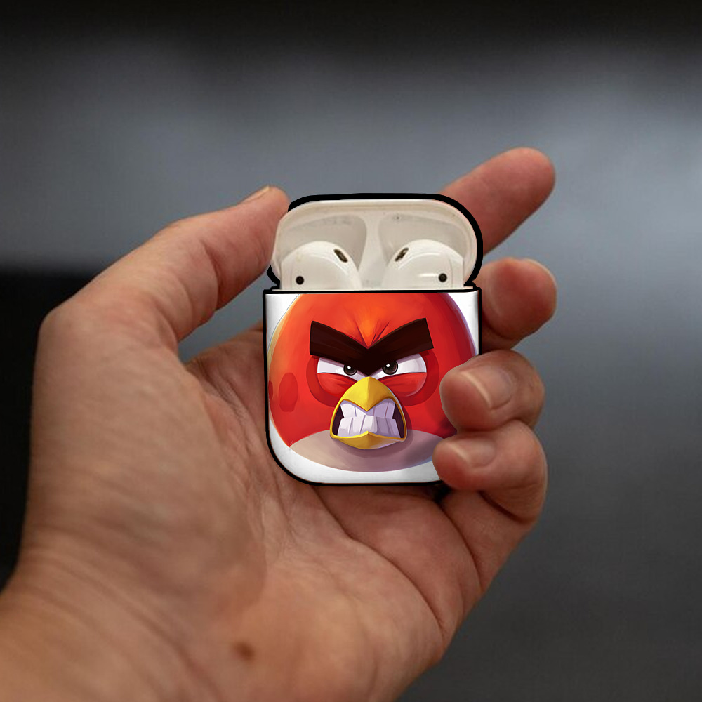 Angry Birds アングリーバード AirPods 第2世代保護ケース ハードシェル ブラック 耐衝撃・防指紋・カラビナ付き