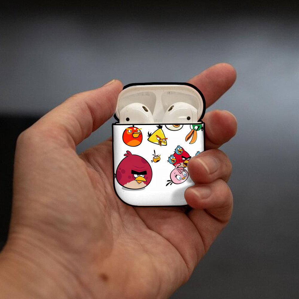 Angry Birds アングリーバード AirPods 第2世代保護ケース ハードシェル ブラック 耐衝撃・防指紋・カラビナ付き