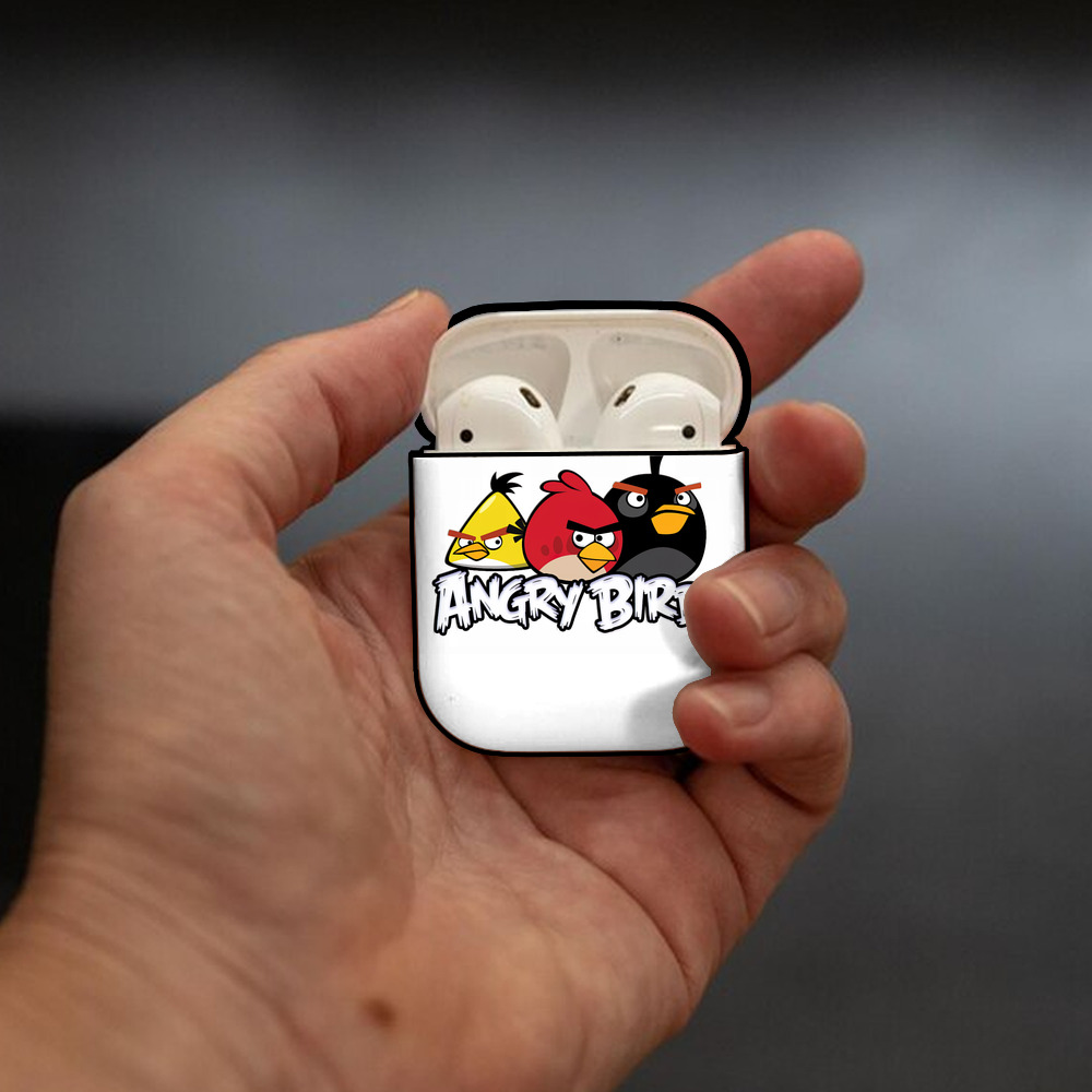 Angry Birds アングリーバード AirPods 第2世代保護ケース ハードシェル ブラック 耐衝撃・防指紋・カラビナ付き