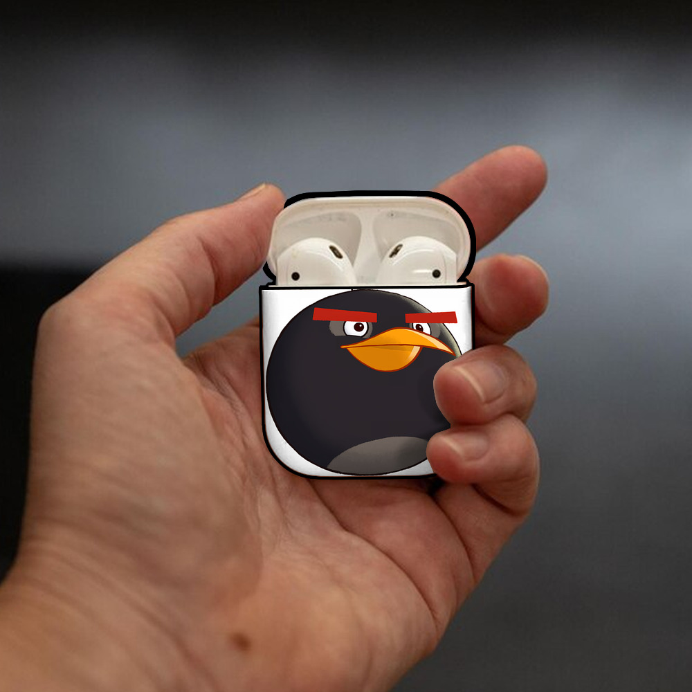 Angry Birds アングリーバード AirPods 第2世代保護ケース ハードシェル ブラック 耐衝撃・防指紋・カラビナ付き