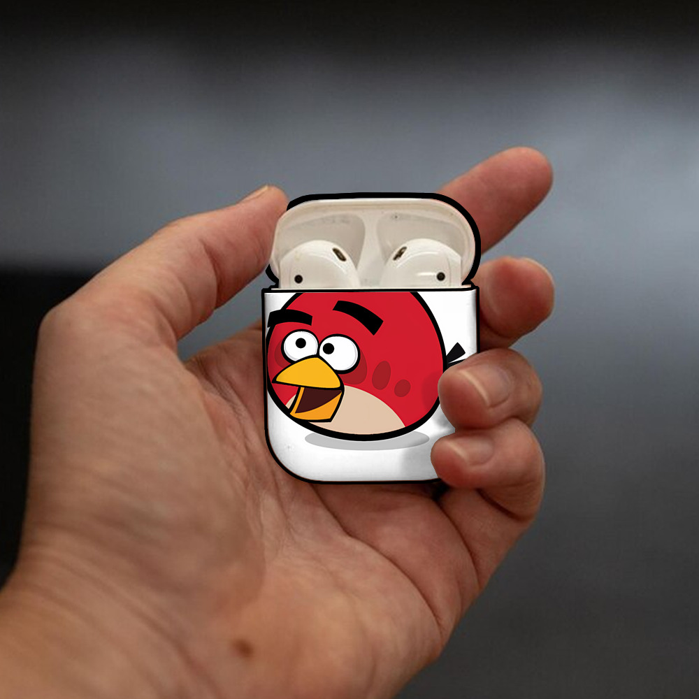 Angry Birds アングリーバード AirPods 第2世代保護ケース ハードシェル ブラック 耐衝撃・防指紋・カラビナ付き