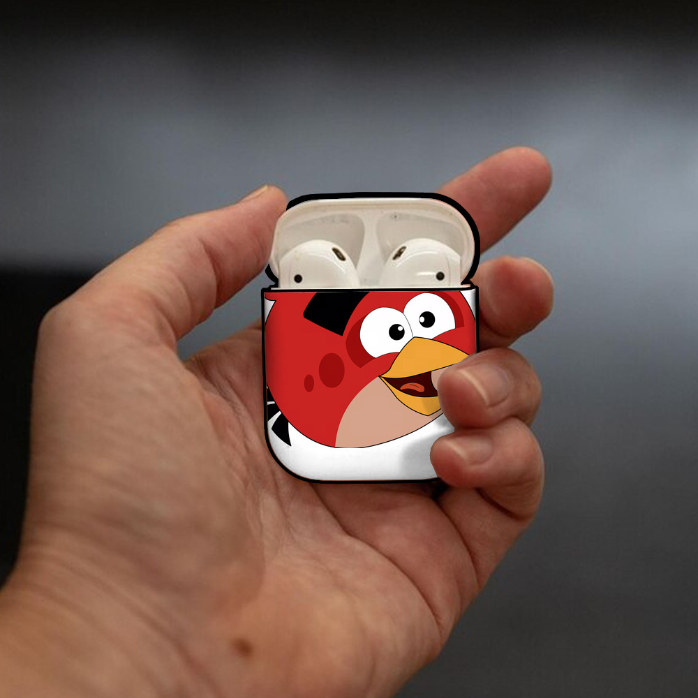 Angry Birds アングリーバード AirPods 第2世代保護ケース ハードシェル ブラック 耐衝撃・防指紋・カラビナ付き