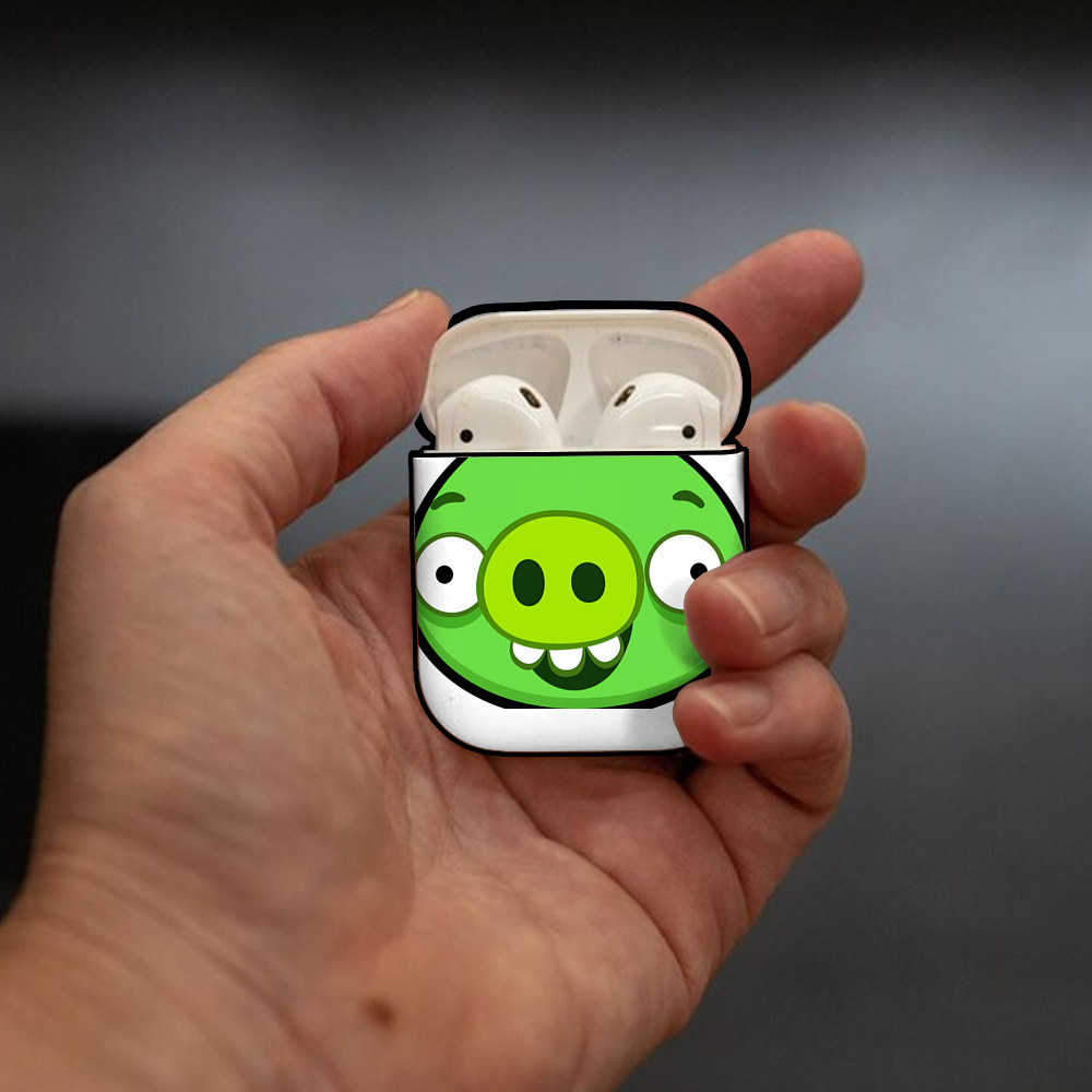 Angry Birds アングリーバード AirPods 第2世代保護ケース ハードシェル ブラック 耐衝撃・防指紋・カラビナ付き