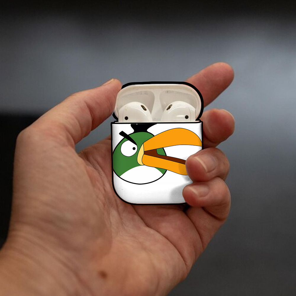 Angry Birds アングリーバード AirPods 第2世代保護ケース ハードシェル ブラック 耐衝撃・防指紋・カラビナ付き
