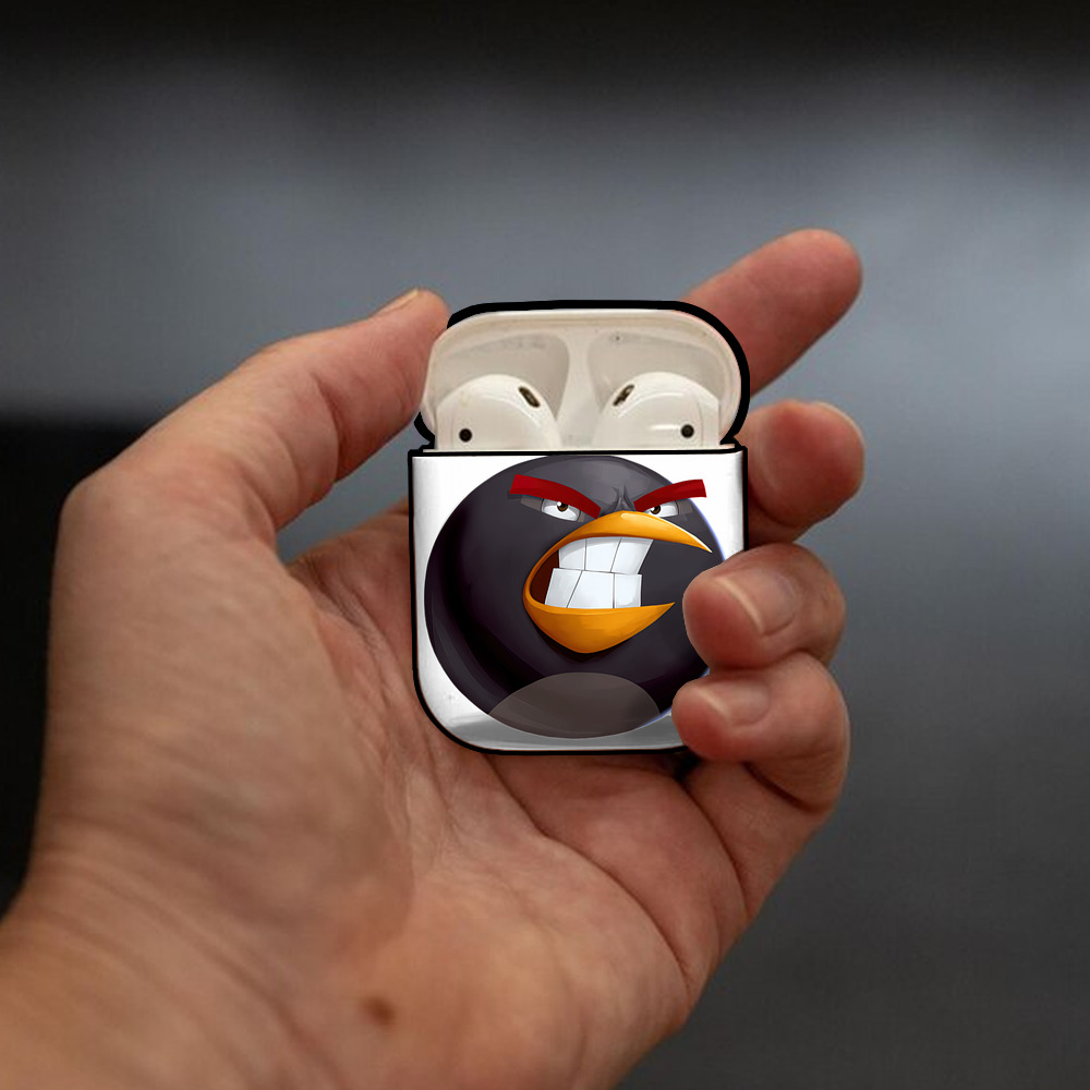 Angry Birds アングリーバード AirPods 第2世代保護ケース ハードシェル ブラック 耐衝撃・防指紋・カラビナ付き