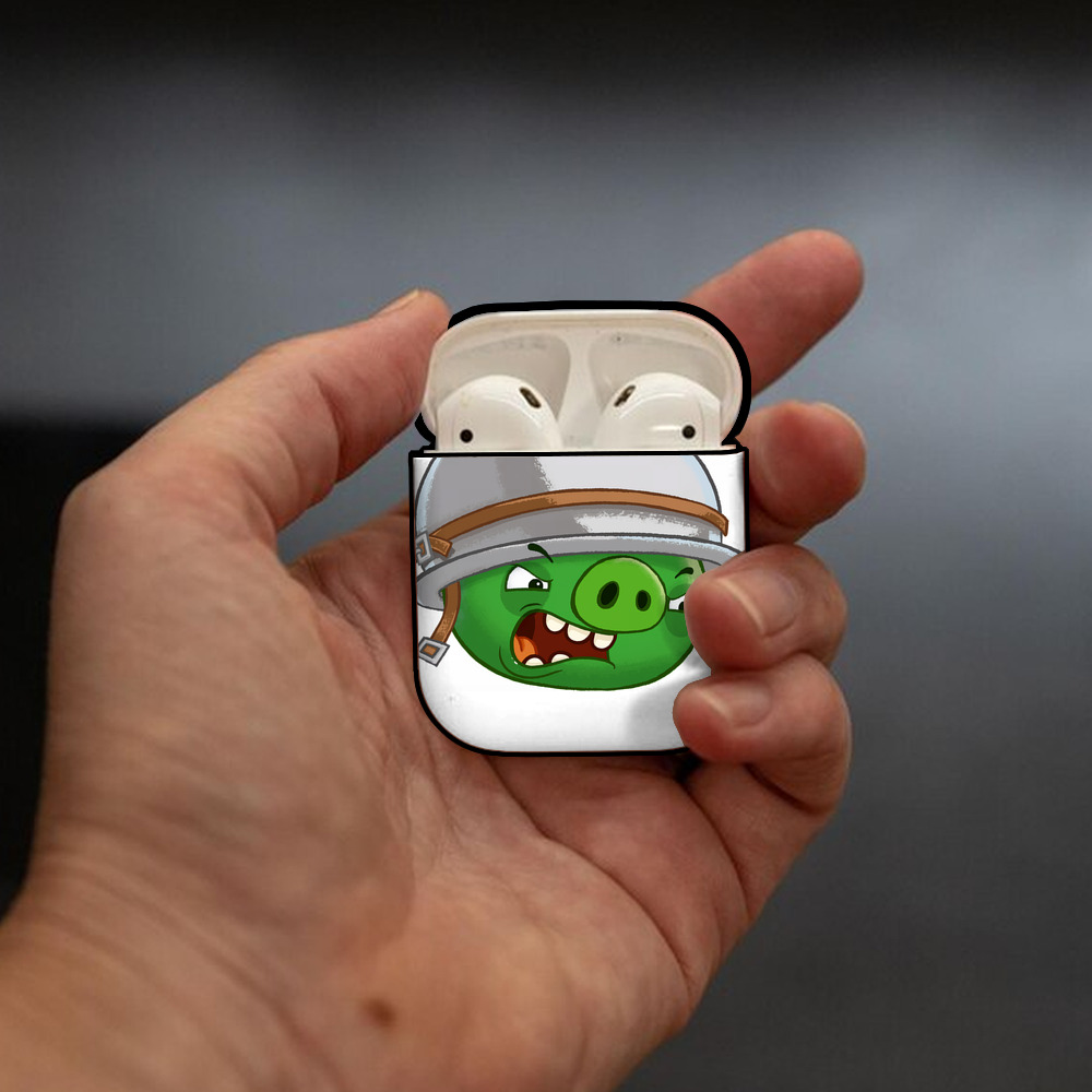 Angry Birds アングリーバード AirPods 第2世代保護ケース ハードシェル ブラック 耐衝撃・防指紋・カラビナ付き