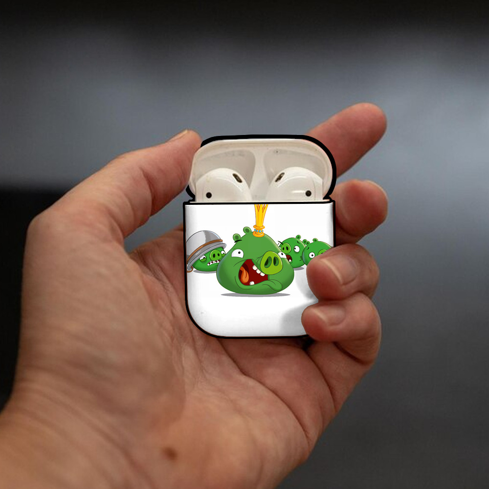 Angry Birds アングリーバード AirPods 第2世代保護ケース ハードシェル ブラック 耐衝撃・防指紋・カラビナ付き