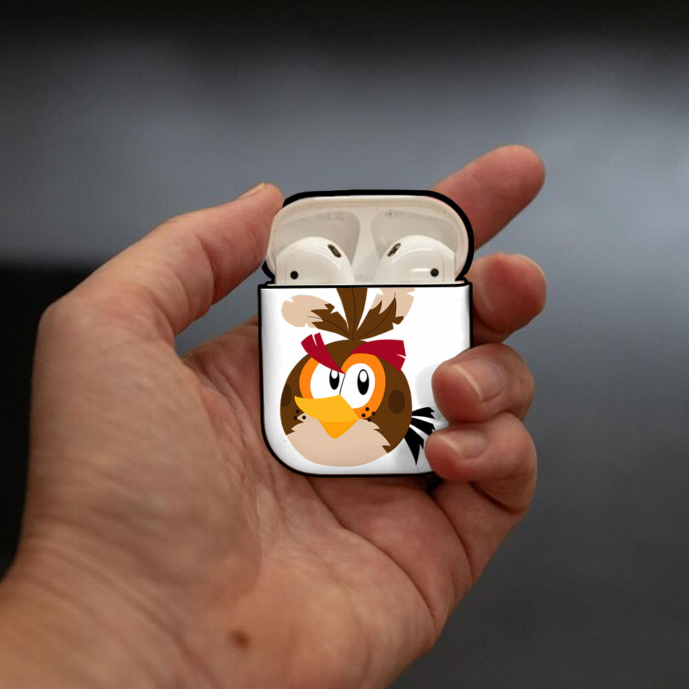 Angry Birds アングリーバード AirPods 第2世代保護ケース ハードシェル ブラック 耐衝撃・防指紋・カラビナ付き