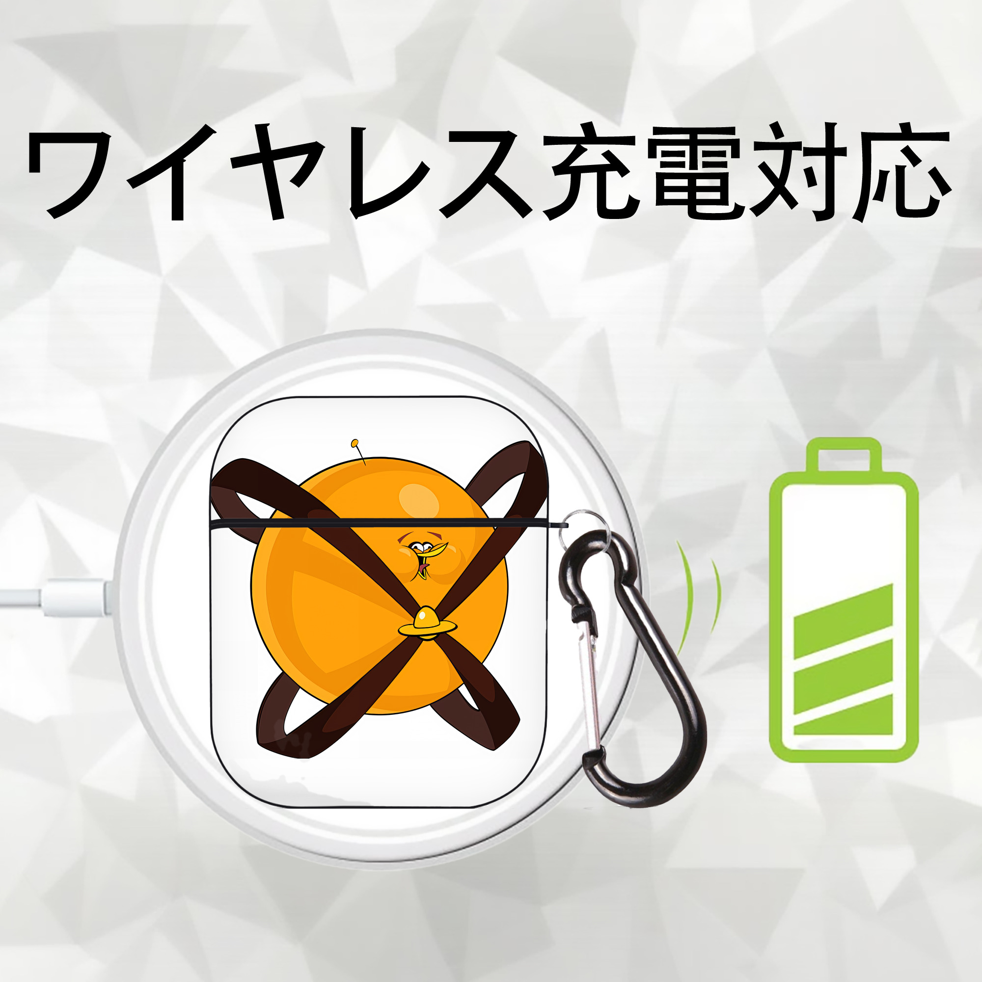 Angry Birds アングリーバード AirPods 第2世代保護ケース ハードシェル ブラック 耐衝撃・防指紋・カラビナ付き