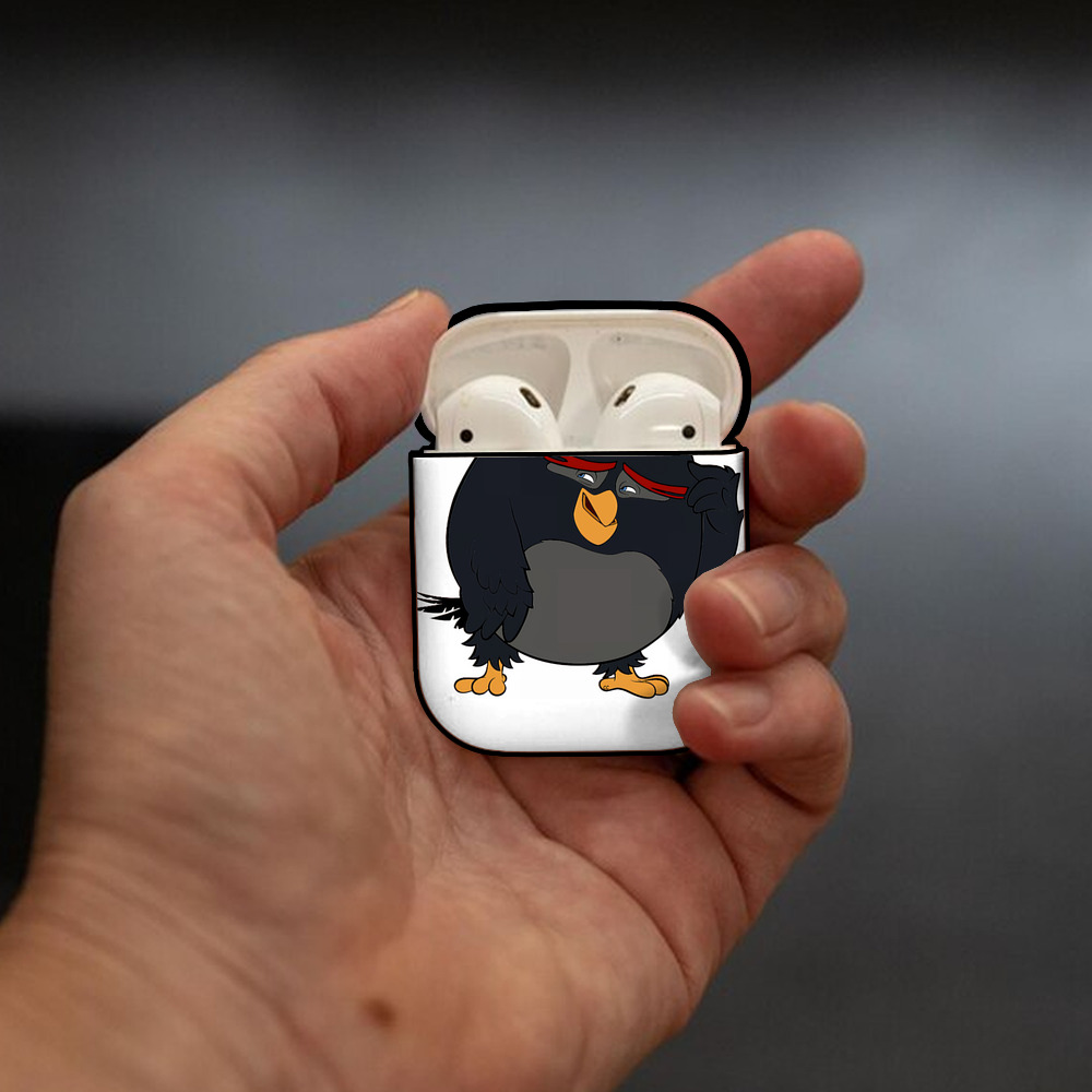 Angry Birds アングリーバード AirPods 第2世代保護ケース ハードシェル ブラック 耐衝撃・防指紋・カラビナ付き