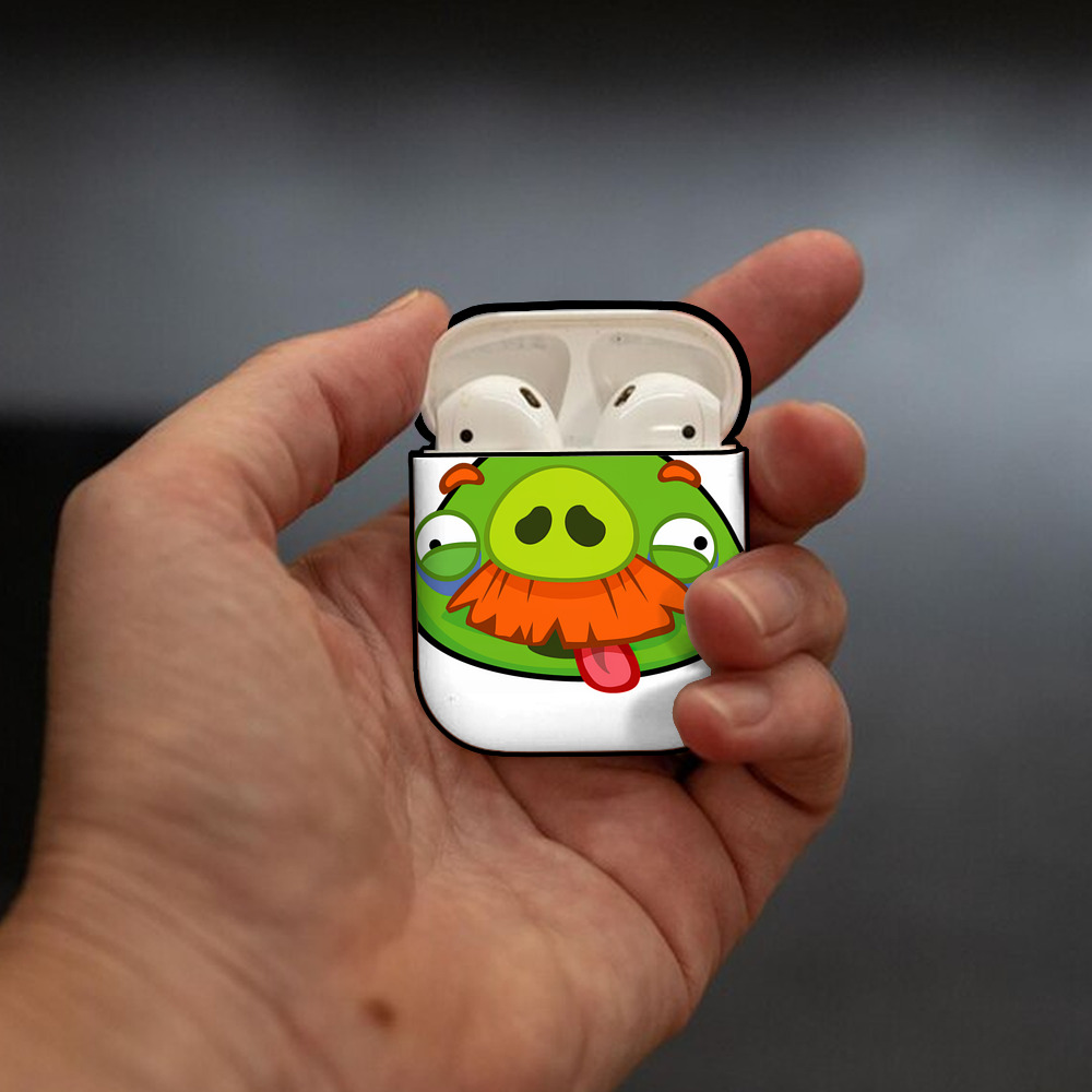 Angry Birds アングリーバード AirPods 第2世代保護ケース ハードシェル ブラック 耐衝撃・防指紋・カラビナ付き