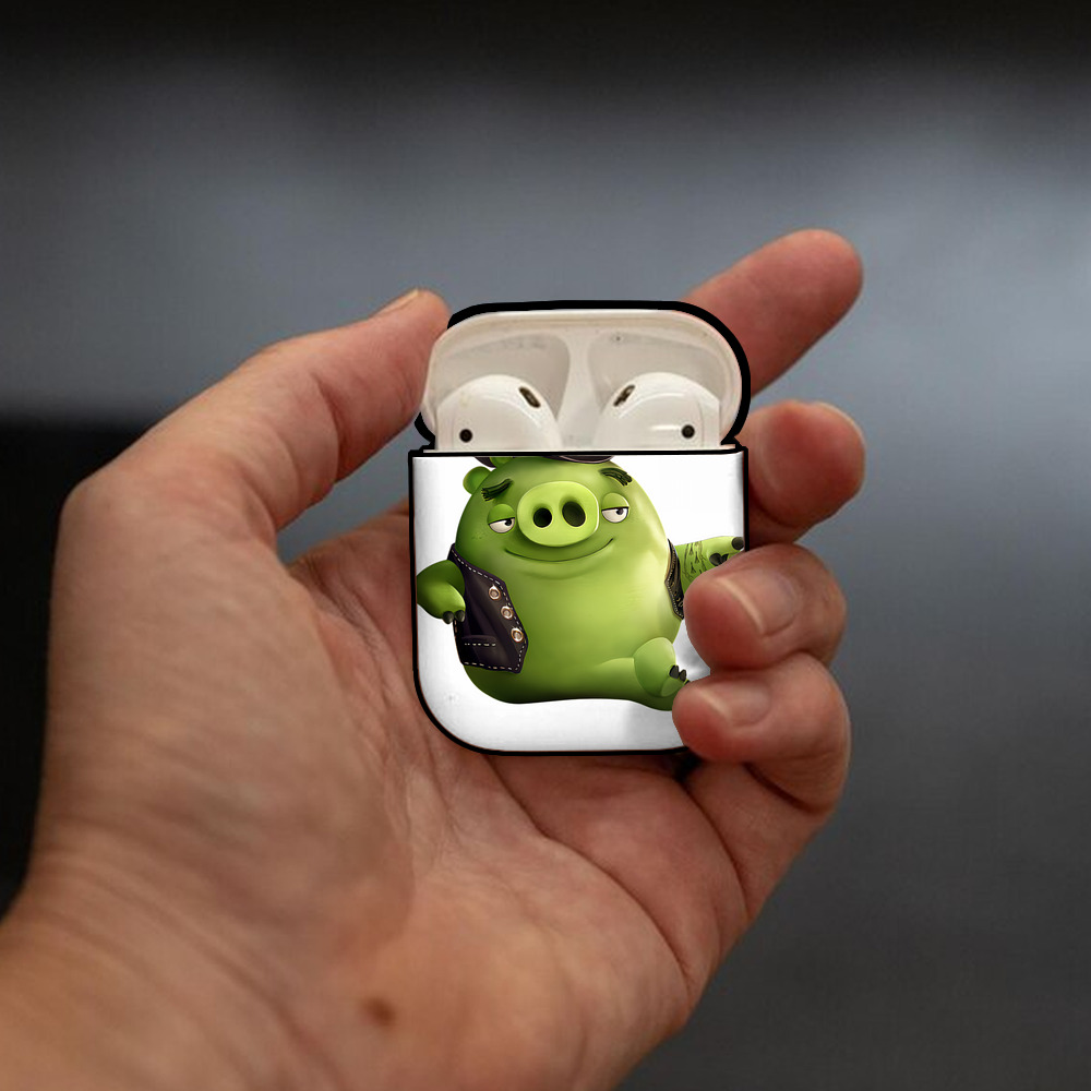 Angry Birds アングリーバード AirPods 第2世代保護ケース ハードシェル ブラック 耐衝撃・防指紋・カラビナ付き