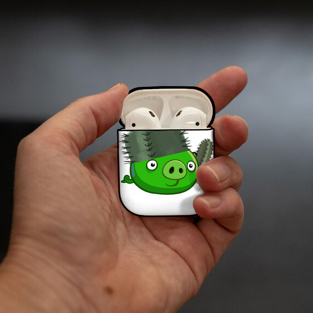 Angry Birds アングリーバード AirPods 第2世代保護ケース ハードシェル ブラック 耐衝撃・防指紋・カラビナ付き