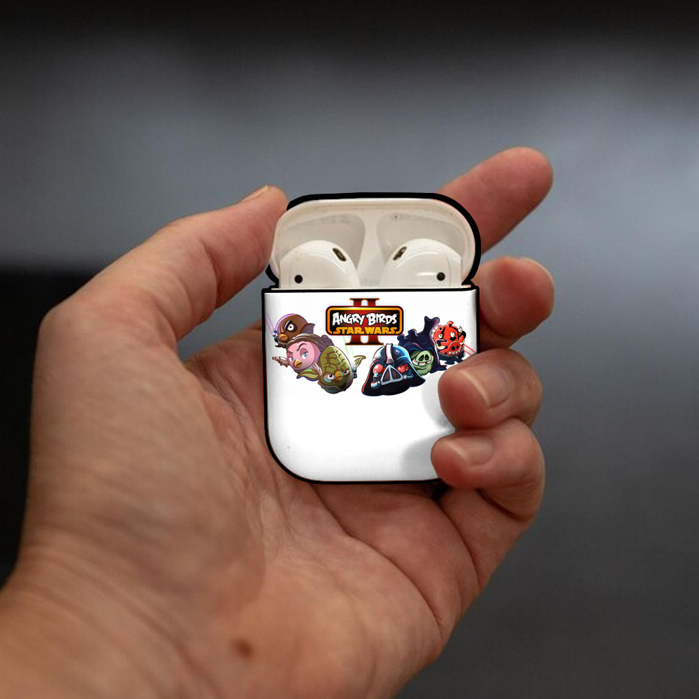 Angry Birds アングリーバード AirPods 第2世代保護ケース ハードシェル ブラック 耐衝撃・防指紋・カラビナ付き