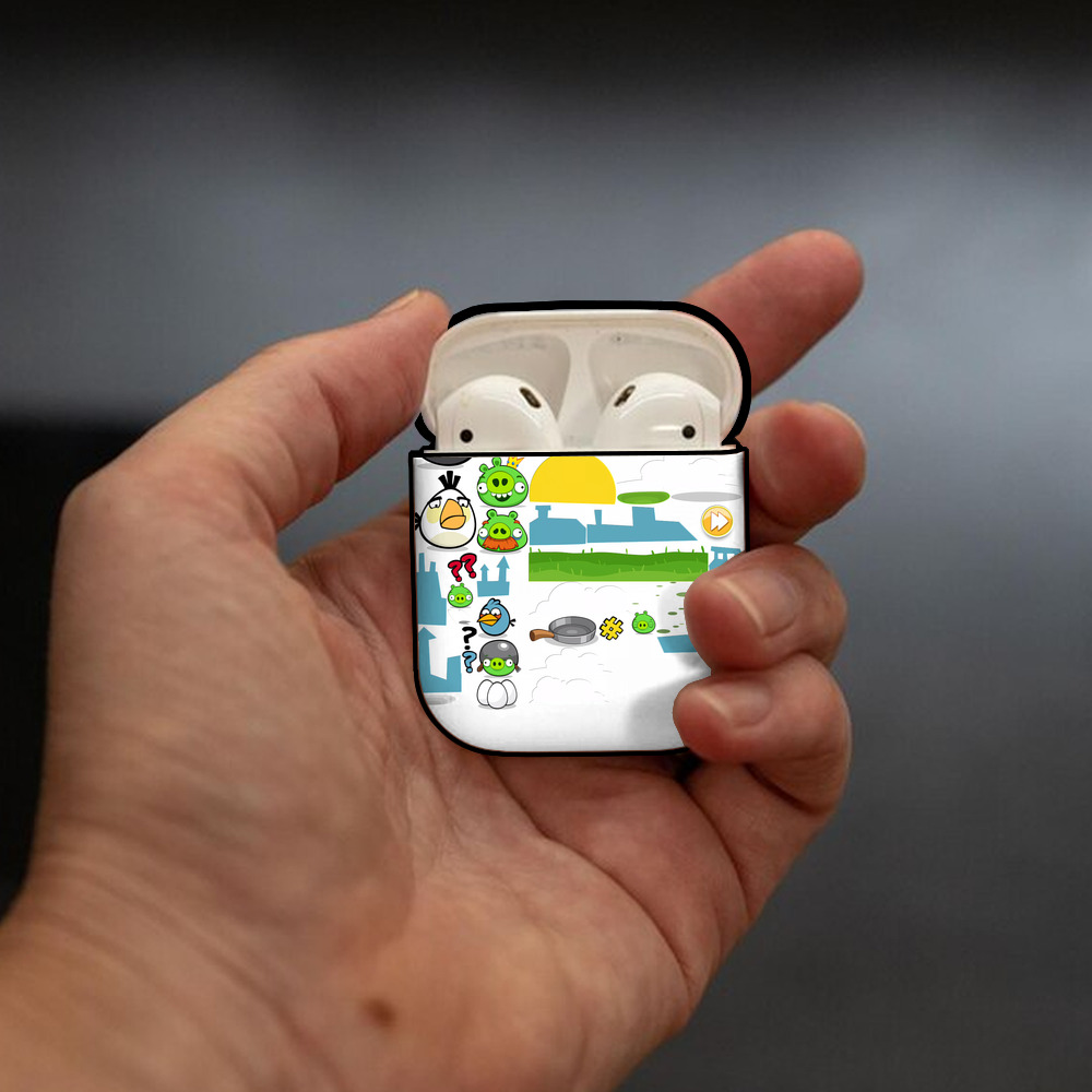 Angry Birds アングリーバード AirPods 第2世代保護ケース ハードシェル ブラック 耐衝撃・防指紋・カラビナ付き