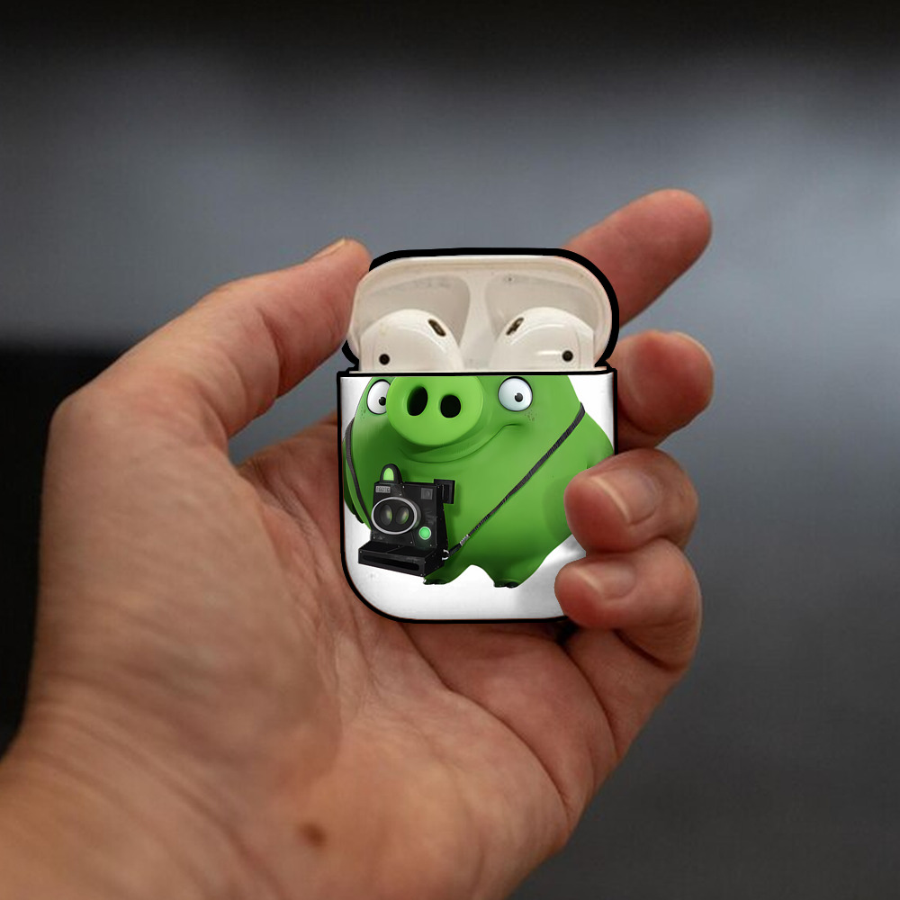 Angry Birds アングリーバード AirPods 第2世代保護ケース ハードシェル ブラック 耐衝撃・防指紋・カラビナ付き