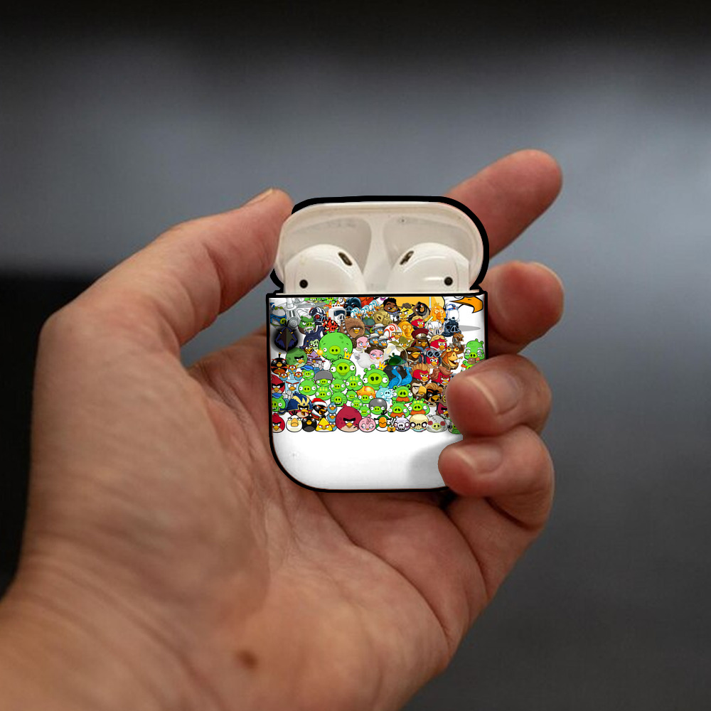 Angry Birds アングリーバード AirPods 第2世代保護ケース ハードシェル ブラック 耐衝撃・防指紋・カラビナ付き