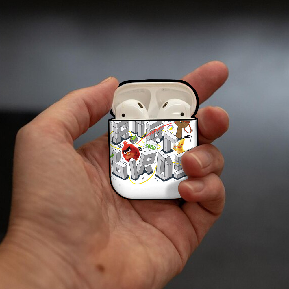 Angry Birds アングリーバード AirPods 第2世代保護ケース ハードシェル ブラック 耐衝撃・防指紋・カラビナ付き