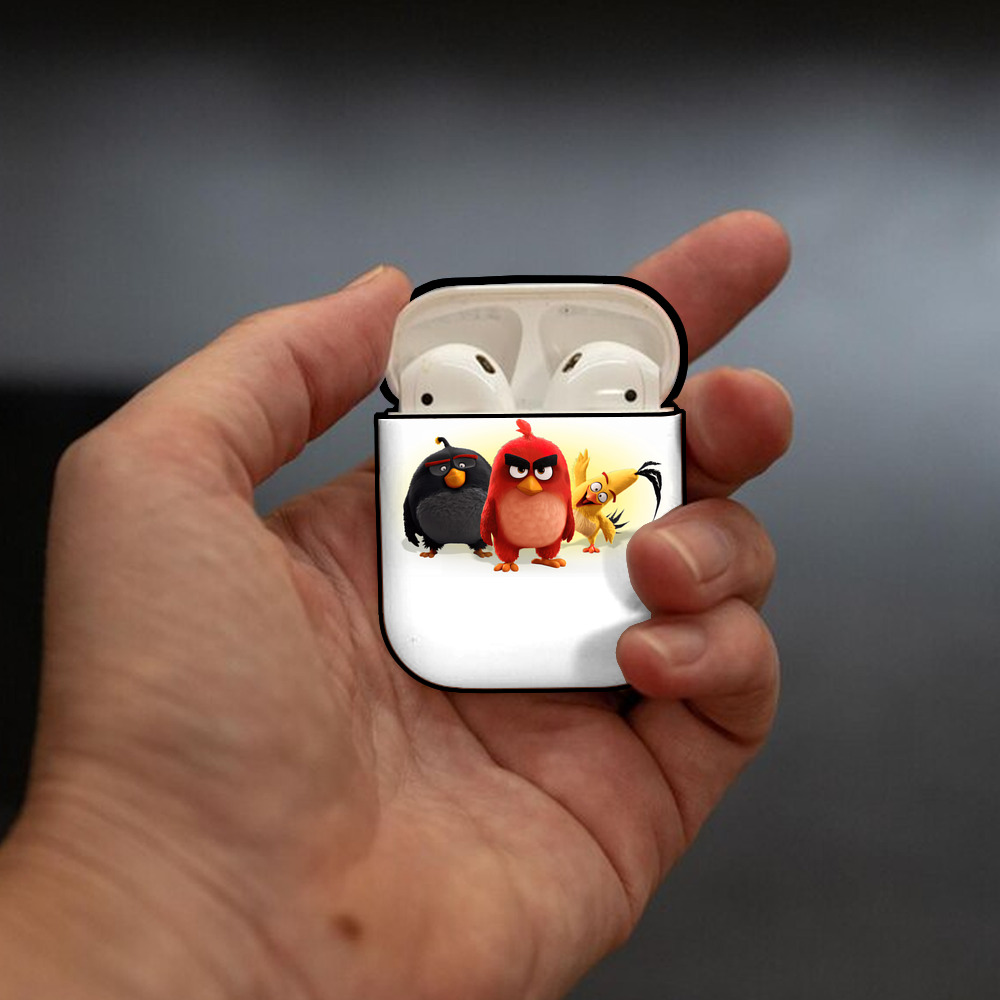 Angry Birds アングリーバード AirPods 第2世代保護ケース ハードシェル ブラック 耐衝撃・防指紋・カラビナ付き