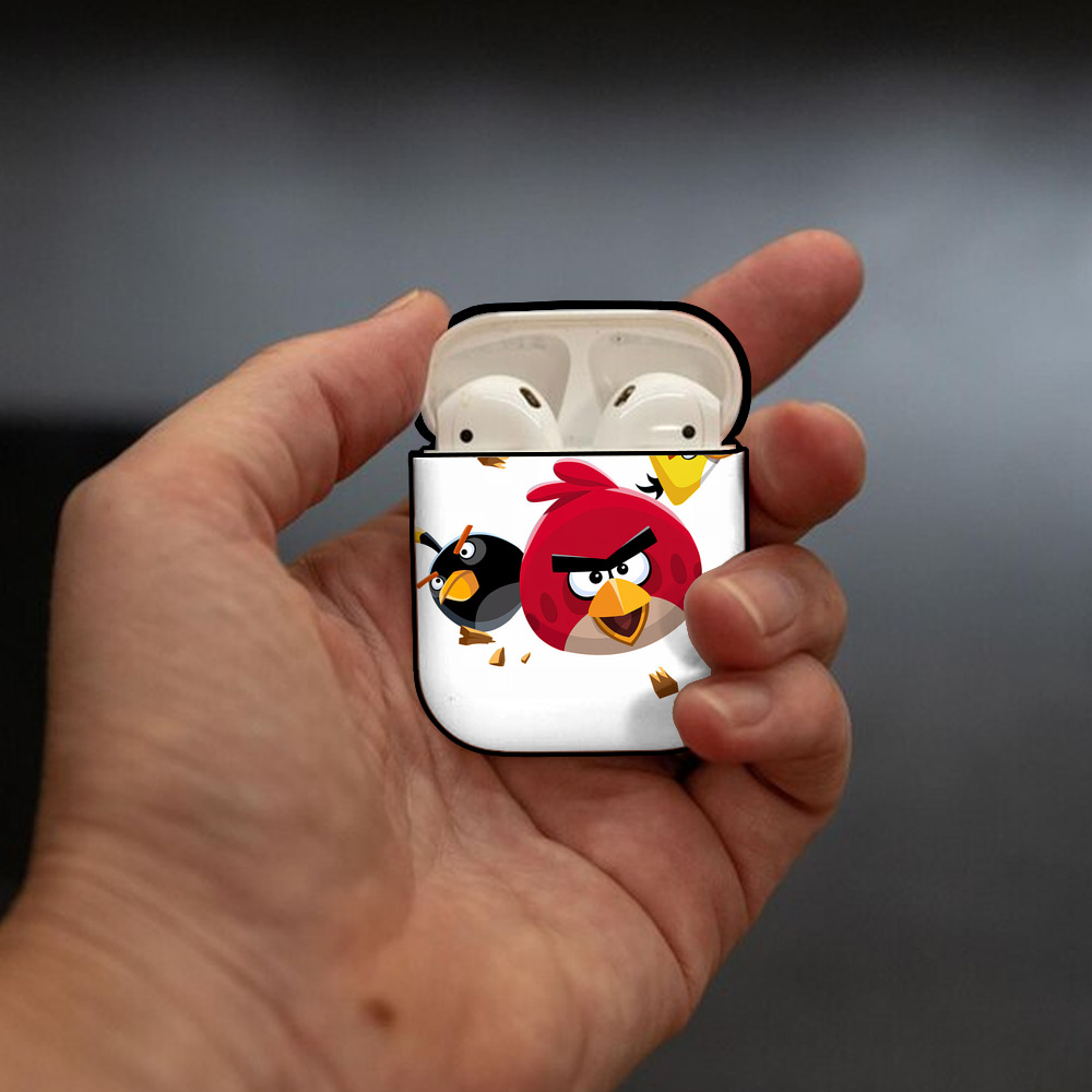 Angry Birds アングリーバード AirPods 第2世代保護ケース ハードシェル ブラック 耐衝撃・防指紋・カラビナ付き