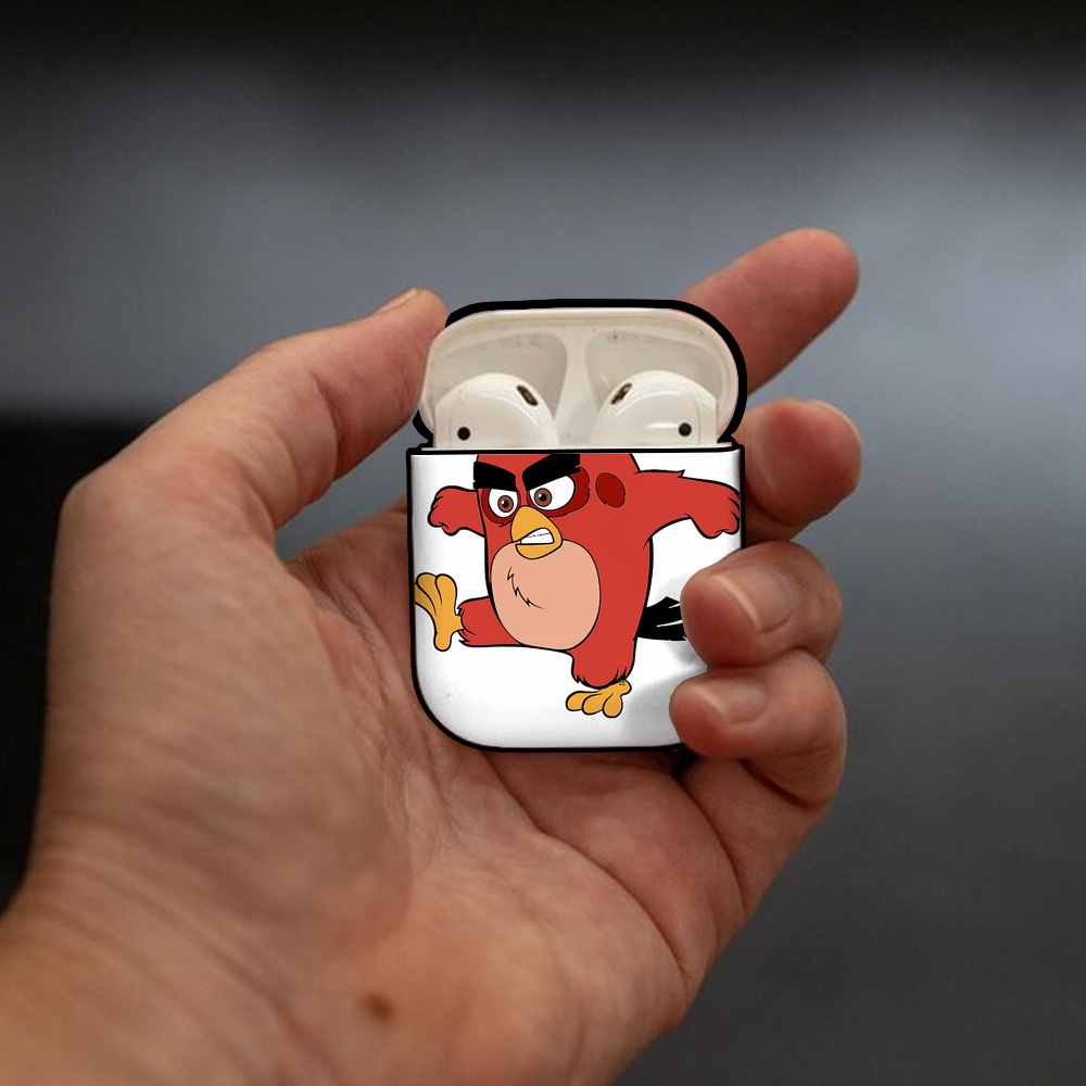 Angry Birds アングリーバード AirPods 第2世代保護ケース ハードシェル ブラック 耐衝撃・防指紋・カラビナ付き